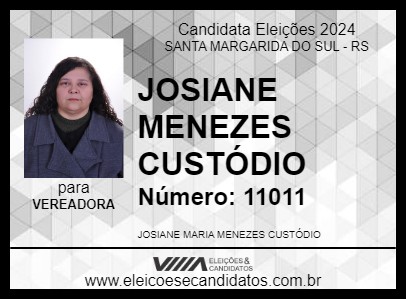 Candidato JOSIANE MENEZES CUSTÓDIO 2024 - SANTA MARGARIDA DO SUL - Eleições