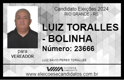 Candidato LUIZ TORALLES - BOLINHA 2024 - RIO GRANDE - Eleições