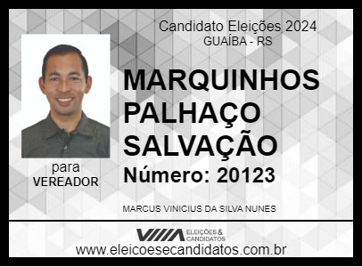 Candidato MARQUINHOS  PALHAÇO SALVAÇÃO 2024 - GUAÍBA - Eleições