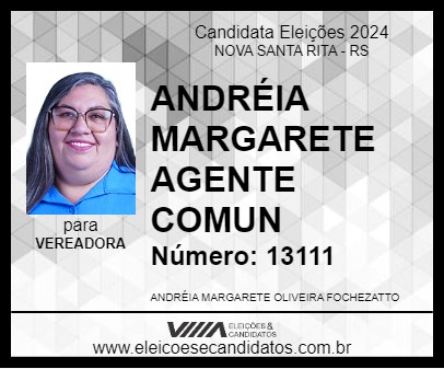 Candidato ANDRÉIA MARGARETE ACS SAÚDE 2024 - NOVA SANTA RITA - Eleições