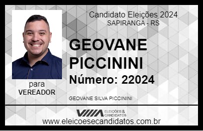 Candidato GEOVANE PICCININI 2024 - SAPIRANGA - Eleições