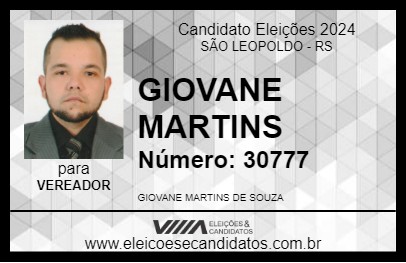 Candidato GIOVANE MARTINS 2024 - SÃO LEOPOLDO - Eleições