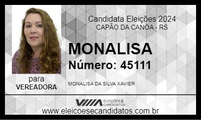 Candidato MONALISA 2024 - CAPÃO DA CANOA - Eleições