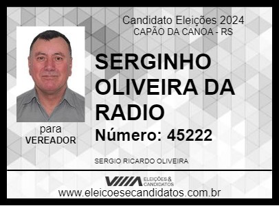 Candidato SERGINHO OLIVEIRA DA RADIO 2024 - CAPÃO DA CANOA - Eleições