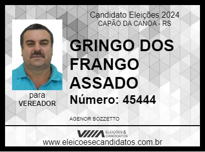 Candidato GRINGO DOS FRANGO ASSADO 2024 - CAPÃO DA CANOA - Eleições