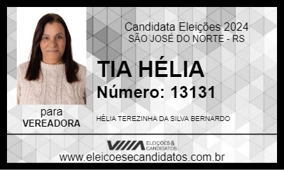 Candidato TIA HÉLIA 2024 - SÃO JOSÉ DO NORTE - Eleições