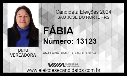 Candidato FÁBIA 2024 - SÃO JOSÉ DO NORTE - Eleições