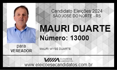 Candidato MAURI DUARTE 2024 - SÃO JOSÉ DO NORTE - Eleições