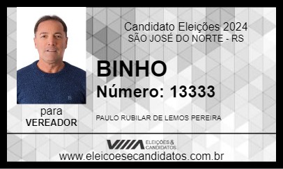 Candidato BINHO 2024 - SÃO JOSÉ DO NORTE - Eleições