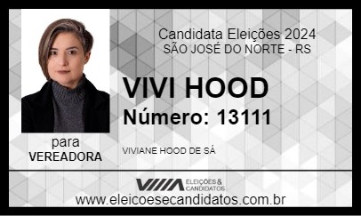 Candidato VIVI HOOD 2024 - SÃO JOSÉ DO NORTE - Eleições