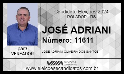 Candidato JOSÉ ADRIANI 2024 - ROLADOR - Eleições