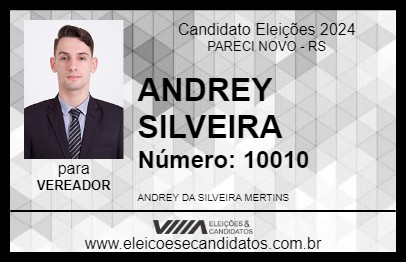 Candidato ANDREY SILVEIRA 2024 - PARECI NOVO - Eleições