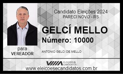 Candidato GELCÍ MELLO 2024 - PARECI NOVO - Eleições