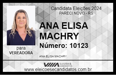 Candidato ANA ELISA MACHRY 2024 - PARECI NOVO - Eleições