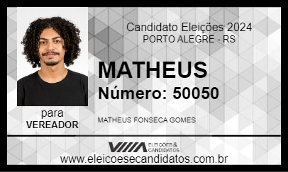 Candidato MATHEUS 2024 - PORTO ALEGRE - Eleições