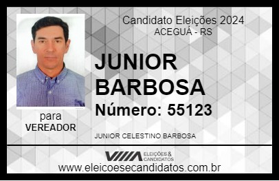 Candidato JUNIOR BARBOSA 2024 - ACEGUÁ - Eleições