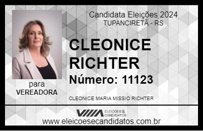 Candidato CLEONICE RICHTER 2024 - TUPANCIRETÃ - Eleições