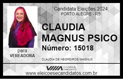 Candidato CLAUDIA MAGNUS PSICO 2024 - PORTO ALEGRE - Eleições