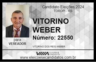 Candidato VITORINO WEBER 2024 - TOROPI - Eleições