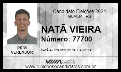 Candidato NATÃ VIEIRA 2024 - GUAÍBA - Eleições