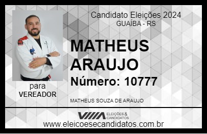 Candidato MATHEUS ARAUJO 2024 - GUAÍBA - Eleições