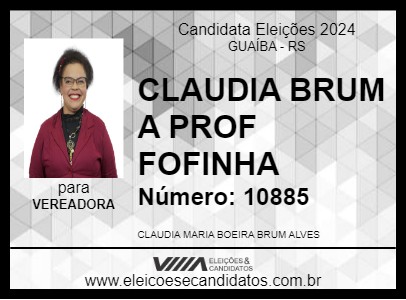 Candidato PROFESSORA CLÁUDIA BRUM 2024 - GUAÍBA - Eleições