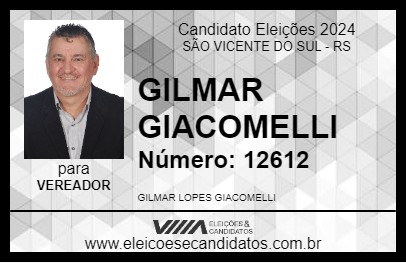 Candidato GILMAR GIACOMELLI 2024 - SÃO VICENTE DO SUL - Eleições