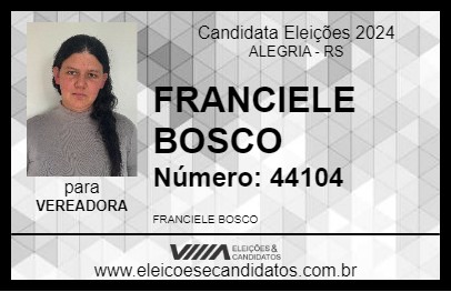 Candidato FRANCIELE BOSCO 2024 - ALEGRIA - Eleições