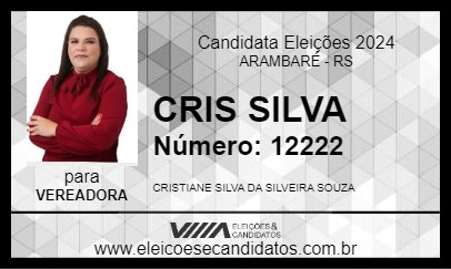 Candidato CRIS SILVA 2024 - ARAMBARÉ - Eleições