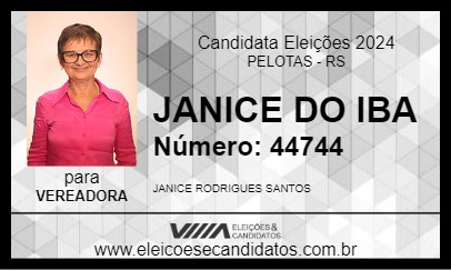 Candidato JANICE DO IBA 2024 - PELOTAS - Eleições