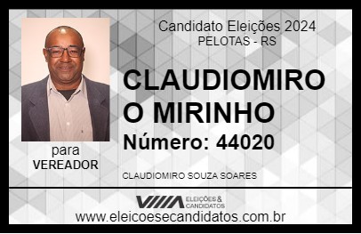 Candidato CLAUDIOMIRO O MIRINHO 2024 - PELOTAS - Eleições