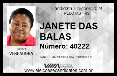 Candidato JANETE DAS BALAS 2024 - PELOTAS - Eleições