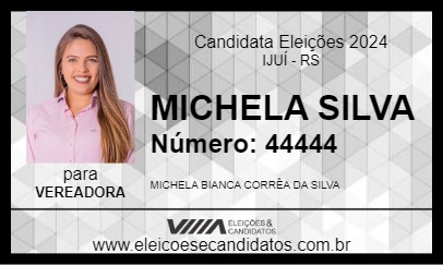 Candidato MICHELA SILVA 2024 - IJUÍ - Eleições