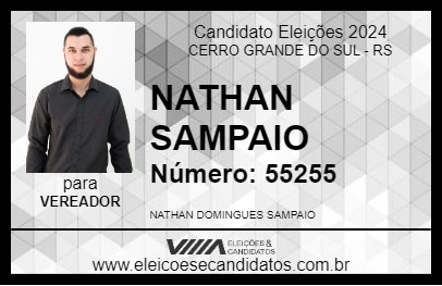 Candidato NATHAN SAMPAIO 2024 - CERRO GRANDE DO SUL - Eleições