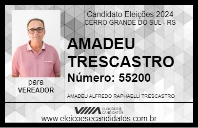 Candidato AMADEU TRESCASTRO 2024 - CERRO GRANDE DO SUL - Eleições