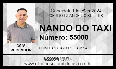 Candidato NANDO DO TAXI 2024 - CERRO GRANDE DO SUL - Eleições