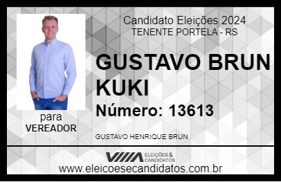 Candidato GUSTAVO BRUN KUKI 2024 - TENENTE PORTELA - Eleições