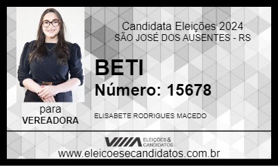 Candidato BETI 2024 - SÃO JOSÉ DOS AUSENTES - Eleições