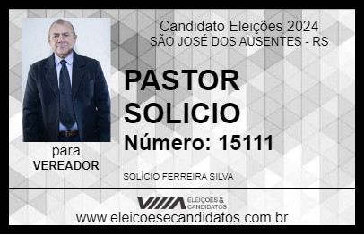 Candidato PASTOR SOLICIO 2024 - SÃO JOSÉ DOS AUSENTES - Eleições