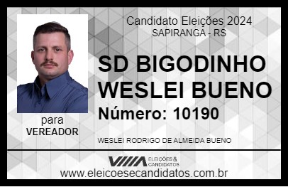 Candidato SD BIGODINHO WESLEI BUENO 2024 - SAPIRANGA - Eleições