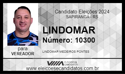 Candidato LINDOMAR 2024 - SAPIRANGA - Eleições