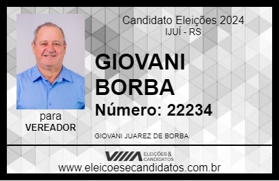 Candidato GIOVANI BORBA 2024 - IJUÍ - Eleições