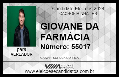 Candidato GIOVANE DA FARMÁCIA 2024 - CACHOEIRINHA - Eleições