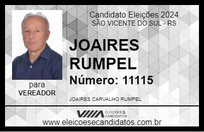 Candidato JOAIRES RUMPEL 2024 - SÃO VICENTE DO SUL - Eleições