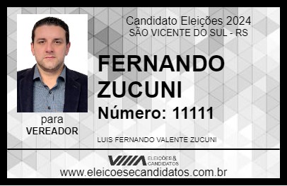 Candidato FERNANDO ZUCUNI 2024 - SÃO VICENTE DO SUL - Eleições