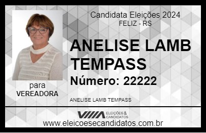 Candidato ANELISE LAMB TEMPASS 2024 - FELIZ - Eleições