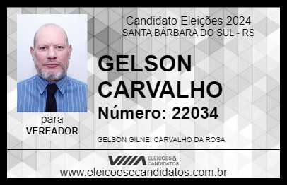 Candidato GELSON CARVALHO 2024 - SANTA BÁRBARA DO SUL - Eleições