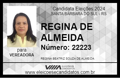 Candidato REGINA DE ALMEIDA 2024 - SANTA BÁRBARA DO SUL - Eleições