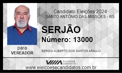 Candidato SERJÃO 2024 - SANTO ANTÔNIO DAS MISSÕES - Eleições