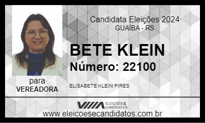 Candidato BETE KLEIN 2024 - GUAÍBA - Eleições